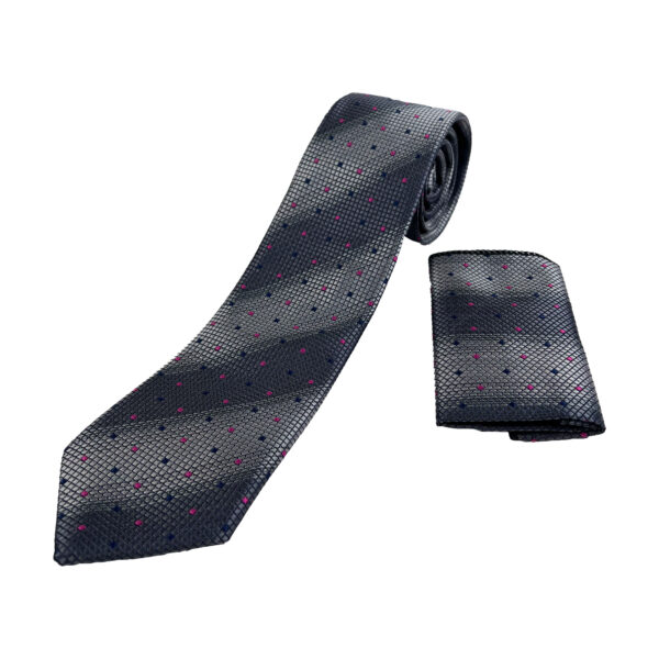 ست کراوات دستمال جیب مردانه طرح مربع ریز