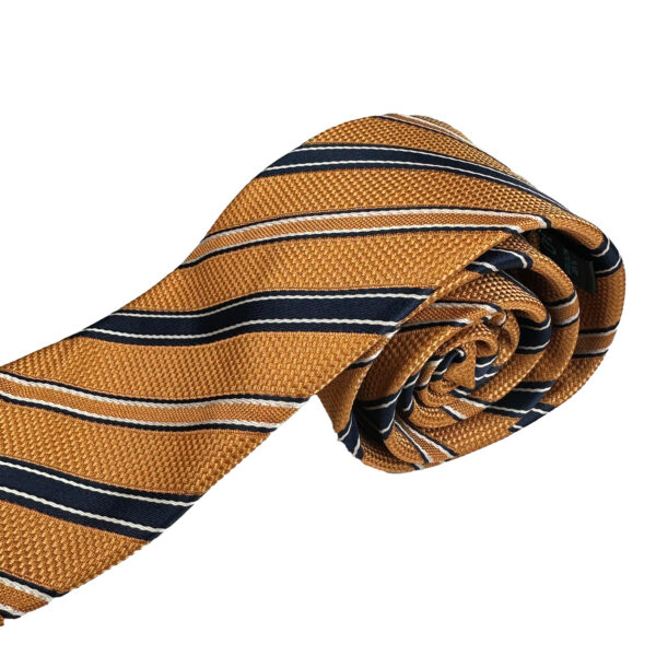 کراوات مردانه طلایی راه راه سرمه ای